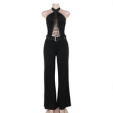 Plataz Autumn 2025 New Women's Clothing Temperament Repair Chicken Eye Strapped Sexy Jumpsuit DJPT