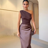 Plataz 2025 New Solid-Colored Sleeveless Backpack Hip Casual Dress