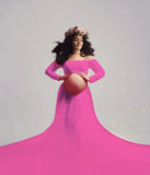 Plataz Pregnant Women Sexy Long-Sleeved Lace Dress Mesh Pregnant Women Take Pictures Of Pregnant Women Pregnant Skirts Maternity