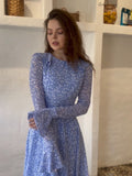 Plataz White-Wave Dot Splicing Lotus Leaf Sleeve Doll Collar Sweet Long Sleeve Thin Small Dress