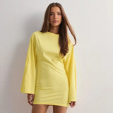 Plataz Women's Summer New Solid Color Repair Sexy Long Sleeve Packed Husca Dress Woman DJPT