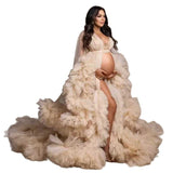 Plataz Dress Wedding Show Photo Photo 2025 Hot Pregnant Women Thin Net Yarn Dress Party Long Girl Maternity