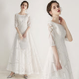 Plataz Dress 2025 New White Fashion Long Slim Slim Elegant Banquet Host Fashion Dress