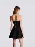 Plataz French Hanging Neck Banding Dress Beautiful High-End Feel Party Small Dress