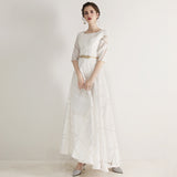 Plataz Dress 2025 New White Fashion Long Slim Slim Elegant Banquet Host Fashion Dress