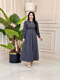 Plataz 2024 New Elegant Temperament Belt Belt Solid Color Collar Dress