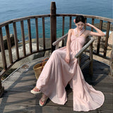 Plataz New Summer Photo Wearing Hanging Neck Beach Dress Sanya Seaside Holiday Dress Woman