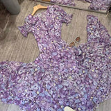 Plataz New Sen Ion Purple Rags Fashion Fresh Body Soak Sleeve Holiday Trip To Shoot Long Chiffon Dress Woman
