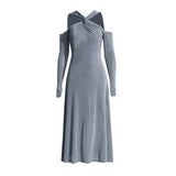 Plataz Temperament Elegant Wind 2025 Summer New Cross-Necked Shoulder Knot Design Dress Dress Woman