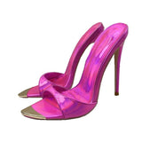 Plataz Fashion Sandals Laser Green 12CM Fine Heel High Heels Walking Shoes High Quality Shoes