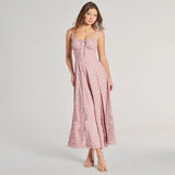 Plataz Women's Clothing In Front Of The Sleeveless Breast Strap Slings Broken Flowers Fork Dress DJPT