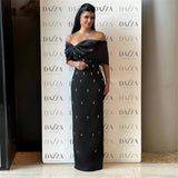 Plataz Temperament Dress Sexy Shoulder Name Party Dinner Dress Banding Skirt