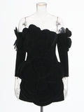 Plataz Walking Show Famous Lady Dress Woman 2025 Spring New Heavy Industry Velvet Three-Dimensional Flowers Breast Small Dress