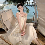 Plataz New Seaside Tour Slings Bare Back Gentle Wind Holiday To Take Pictures Beach Dress Long Dress Summer