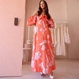 Plataz 2025 New Solid Color Lantern Sleeve Bra Graffiti Loose Back Loose Dress