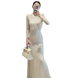 Plataz Autumn New Famous French Heavy Industry Hot Sleeve Long Sleeve White Top High Waist Thin Women's Half-Dress Suit
