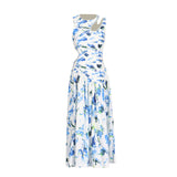 Plataz Sexy Wind Niche Design 2025 Summer Collar Hollow Folded Women's Dress In The Long Solid Color Folds