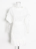 Plataz Trend Style Dress 2025 Spring New Petal Sleeves With Irregular Short Skirts