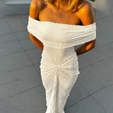 Plataz Autumn 2025 New Small Scented Elegance Elegance Knitted Shoulder Shrinking Dress DJPT