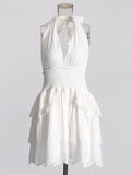 Plataz Women's Fashion Dress 2025 Spring New Women's Dress V Hanging Neck Sexy Embroidery Short Dresses