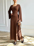 Plataz French Elegant U-Neck Solid-Colored Belted In Autumn 2024