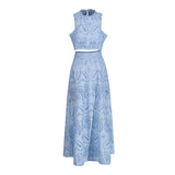 Plataz Holiday Wind 2025 New Round Collarless Bare Waist Vest High Waist Half-Dress Embroidered Two Sets Of Women