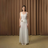 Plataz Party Solid Dress Dress 2025 Summer New Sling Folded Metal Buckle Splicing Dress