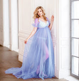 Plataz Mesh Pregnant Women Take Pictures Of The Long Dress Medium Long Draw And Drag Skirt 1204 Maternity