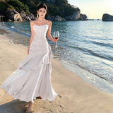 Plataz Summer New Lotus Leaf Side Hanging Dress Birthday Party Dress Dress Holiday Beach Dress