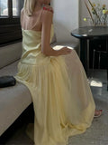 Plataz French Sexy Folding Solid-Colored Chiffon Dress In Summer 2024