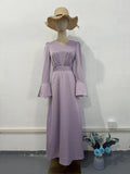 Plataz Temperament Retro V-Neck Age-Retracted Bubble Sleeve Long-Sleeved Collared With Long Sleeve Dress