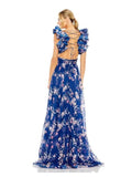 Plataz 2024 Holiday Windwood Ear Sleeveless Back Cross-Lace Sexy Dew Chopped Flower Chiffon Skirt Long Dress