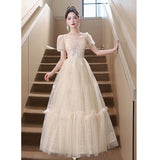 Plataz Dress Woman 2025 New Light Luxury Small High-End Small Banquet Senior Feeling Host Birthday Wedding Dress