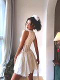 Plataz Design Embroidery Waist Temperament Thin Dress 2024 Summer Pure Sexy Hollow High Waist Fluffy Skirt