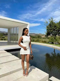 Plataz Dress 2024 Summer New White Collar Sleeveless Short