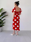 Plataz Fashion Wave Point Sexy Back Horn Sleeve Dress In Summer 2024