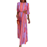 Plataz Women's Summer Collar Half-Sleeved Back Strap Sexy High-Waist Tie Dye Dress