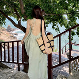 Plataz Windy Sexy Big Show Hanging Neck Hanging Neck Dress Seaside Holiday Style French Atmosphere Beach Fairy Dress