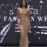 Plataz Feeling Nude Shiny Piece Hanging Dress High-End Light Luxury Niche Banquet Birthday Sexy Dress Dress Dress HZ0628