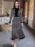 Plataz Autumn Temperament Elegant Wind To Close The Waist Print Fashionable Thin Dress Dress