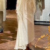 Plataz Folded Design Dress Dress Dress Female French Holiday Atmosphere Sling Skirt Two Sets