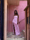 Plataz Summer Explosion Sexy Chest Repair Wooden Ear Side Open Temperament Evening Dress Dress Dress DJPT