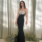 Plataz Hanging Neck Banda Skirt 2024 New Heavy Industry Nail Dew Party Dress Dress Dress