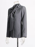 Plataz English Style Suit 2025 New V Tie With Single Buckle Senior Gray Coat Top Lady