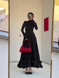 Plataz Spring Bubble Mesh Dress Evening Dress Soft Leaves Side Dressing Dress