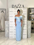 Plataz Blue Word Shoulder Banding Dress Dubai Elegant Famous French Evening Dress HZ0628