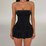 Plataz Breast Sexy-Back-Back Cake Dress Dress Female Temperament Hot Girl Super Short Dress DJPT