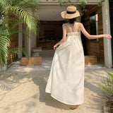 Plataz V-Neck Heavy Industry Hanging Neck Sling Dress Women's Summer Seaside Holiday High-End Temperament Loose Long Dress