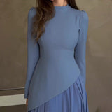 Plataz And Winter New Fashion Round Neck French Design Feeling 100 Fold Dress