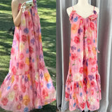 Plataz Summer Dress New Holiday Style V Tie Sling Dress